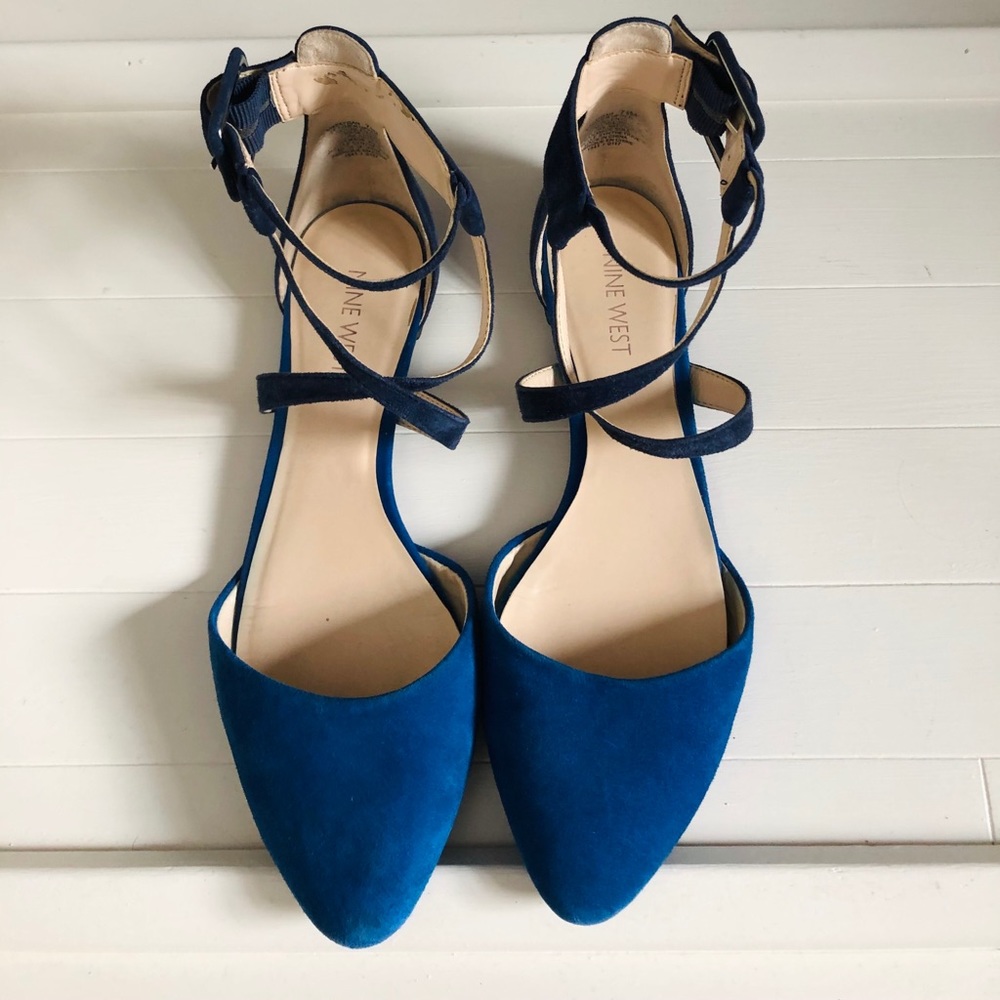 Blue & Navy Suede Flats Nine West